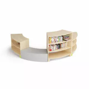 Combinación mueble librero con bloque de foam para biblioteca infantil