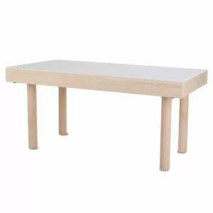 mesa de luz sensorial con patas de madera