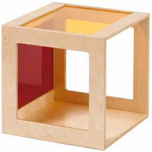 Cubo con Cristal Acrílico en Rojo y Amarillo