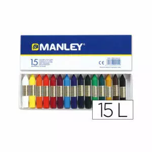 Lapices cera manley -caja de 15 colores ref.115