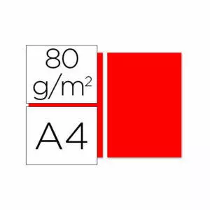 Papel Color Liderpapel A4 80G/M2 Rojo - Paquete de 100