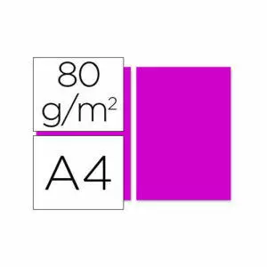 Papel Color Liderpapel A4 80G/M2 Fucsia - Paquete de 100