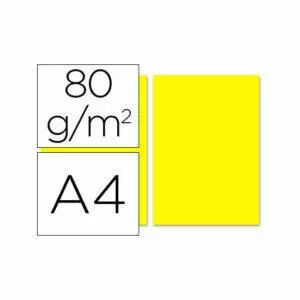 Papel Color Liderpapel A4 80G/M2 Amarillo - Paquete de 100