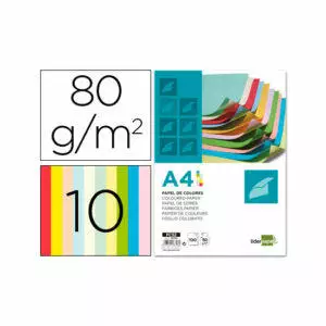 Papel Color Liderpapel A4 80G/M2 10 Colores Surtidos - Paquete de 100