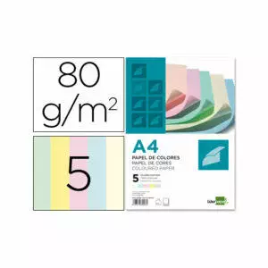 Papel Color Liderpapel A4 80G/M2 5 Colores Surtidos - Paquete de 500