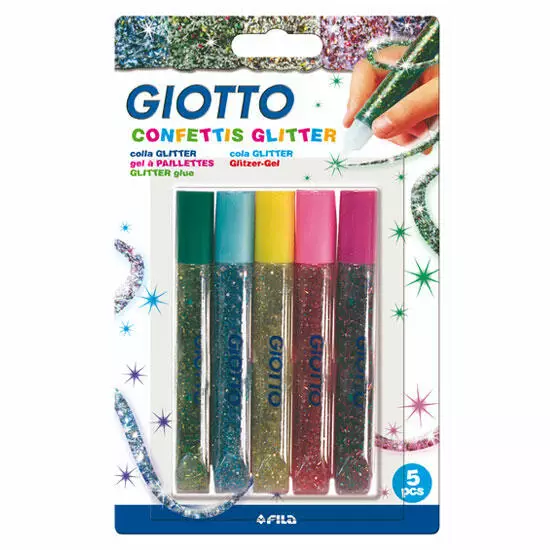 Pack 5 Rotuladores Cola Purpurina Metallic Glitter Giotto en Infanity